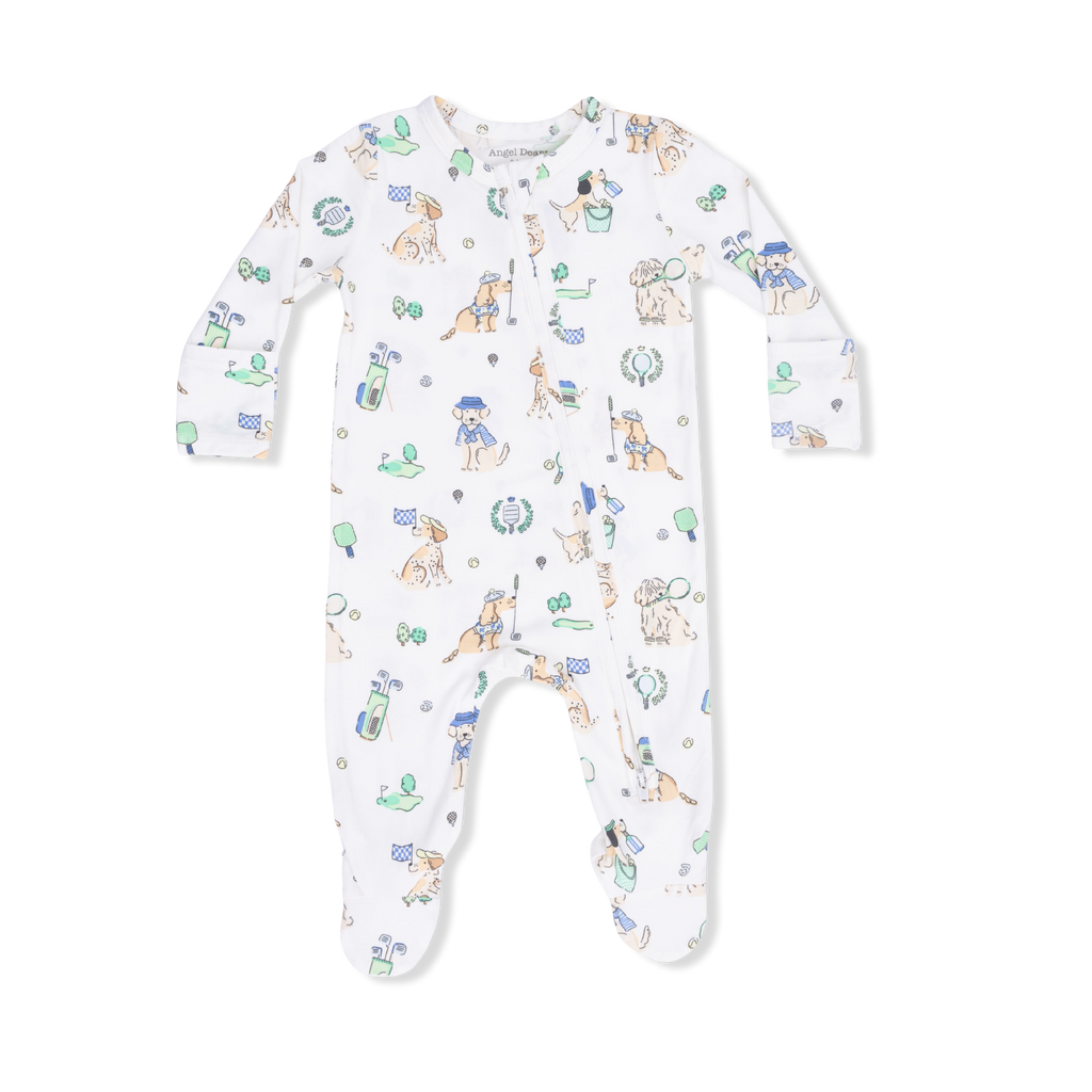 Country Club Dogs Neutral - 2 Way Zipper Footie