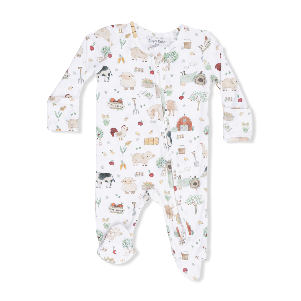 Cute Farm Animals Uni - 2 Way Zipper Footie