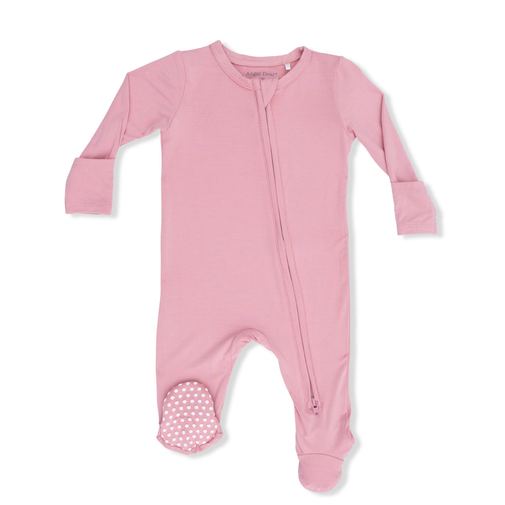 Solid Rose Elegance - 2 Way Zipper Footie