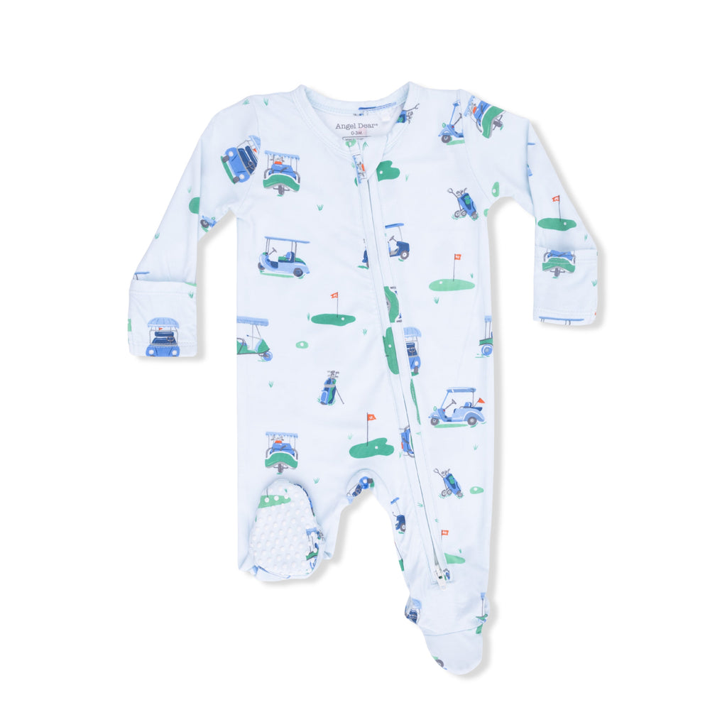 Vintage Golf Carts Blue - 2 Way Zipper Footie