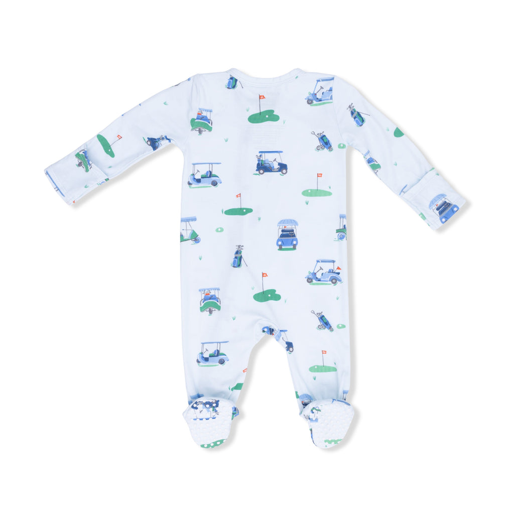 Vintage Golf Carts Blue - 2 Way Zipper Footie