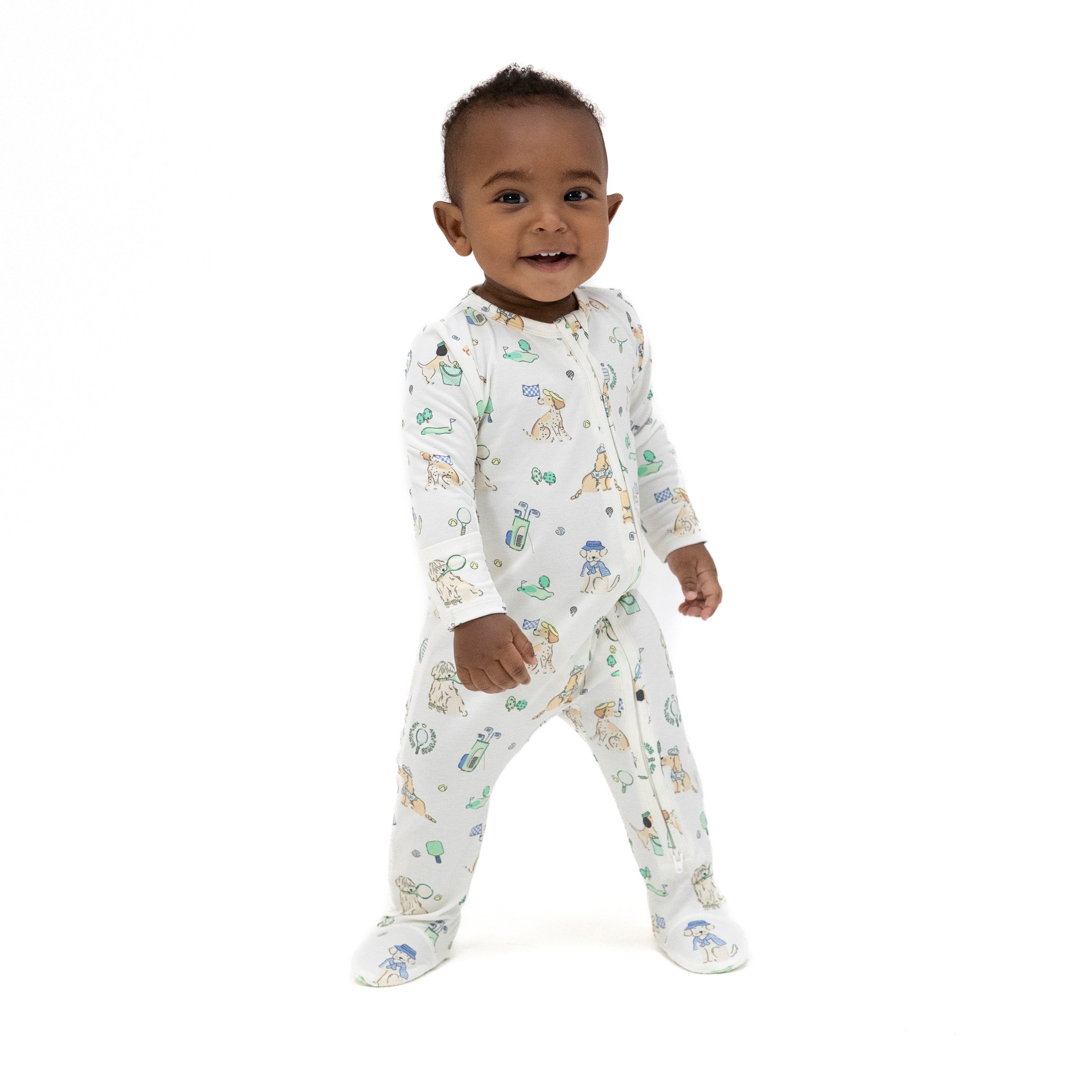 Country Club Dogs Neutral - 2 Way Zipper Footie