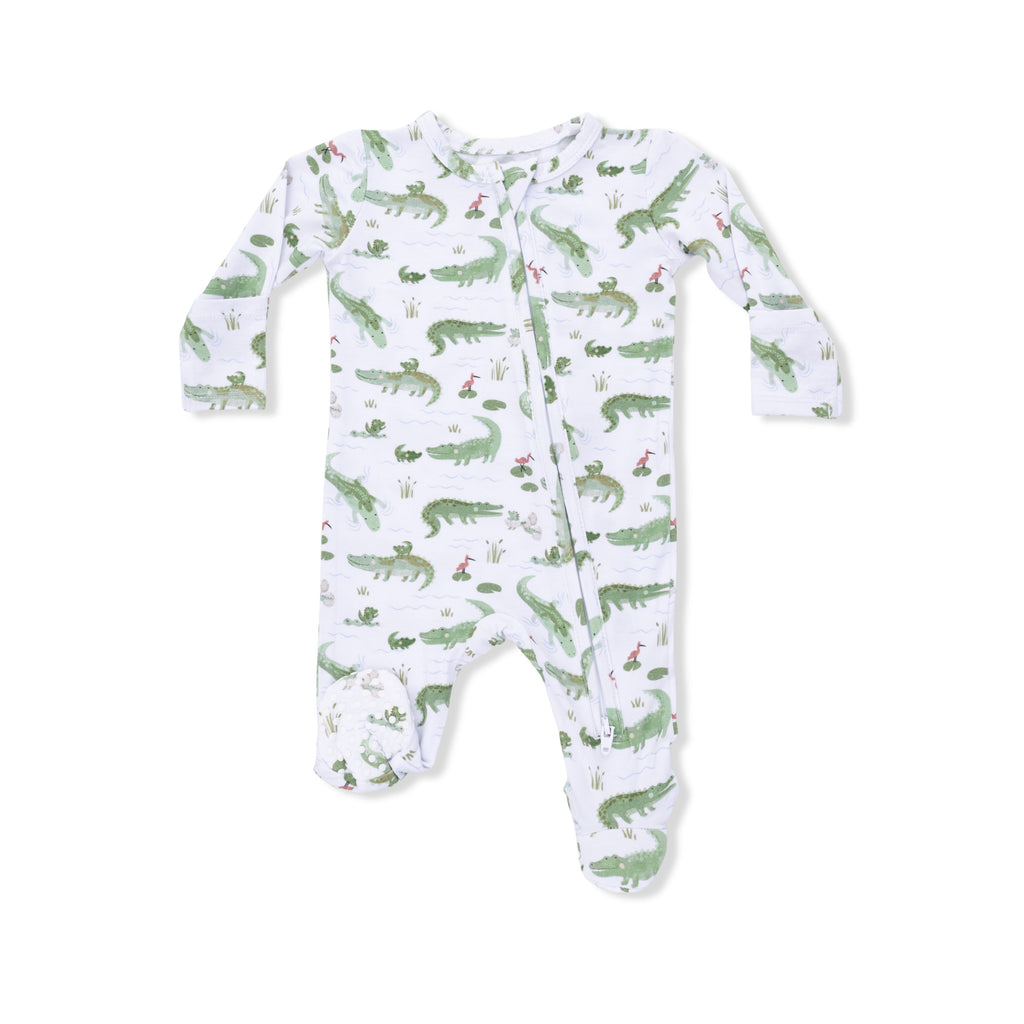 Crayon Alligators - 2 Way Zipper Footie