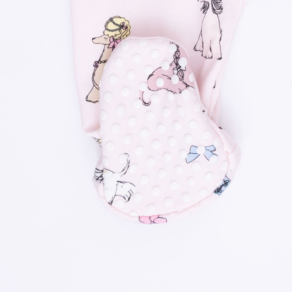 Fancy Hounds with Bows - 2 Way Ruffle Back Zipper Footie