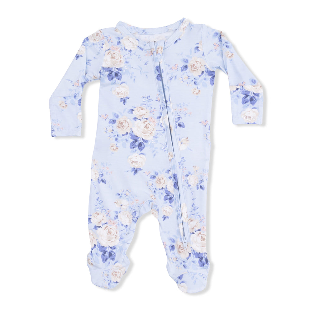 Ashley Rose Floral - 2 Way Ruffle Back Zipper Footie