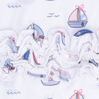 Bubbly Sailboats Pink - 2 Way Ruffle Back Zipper Footie