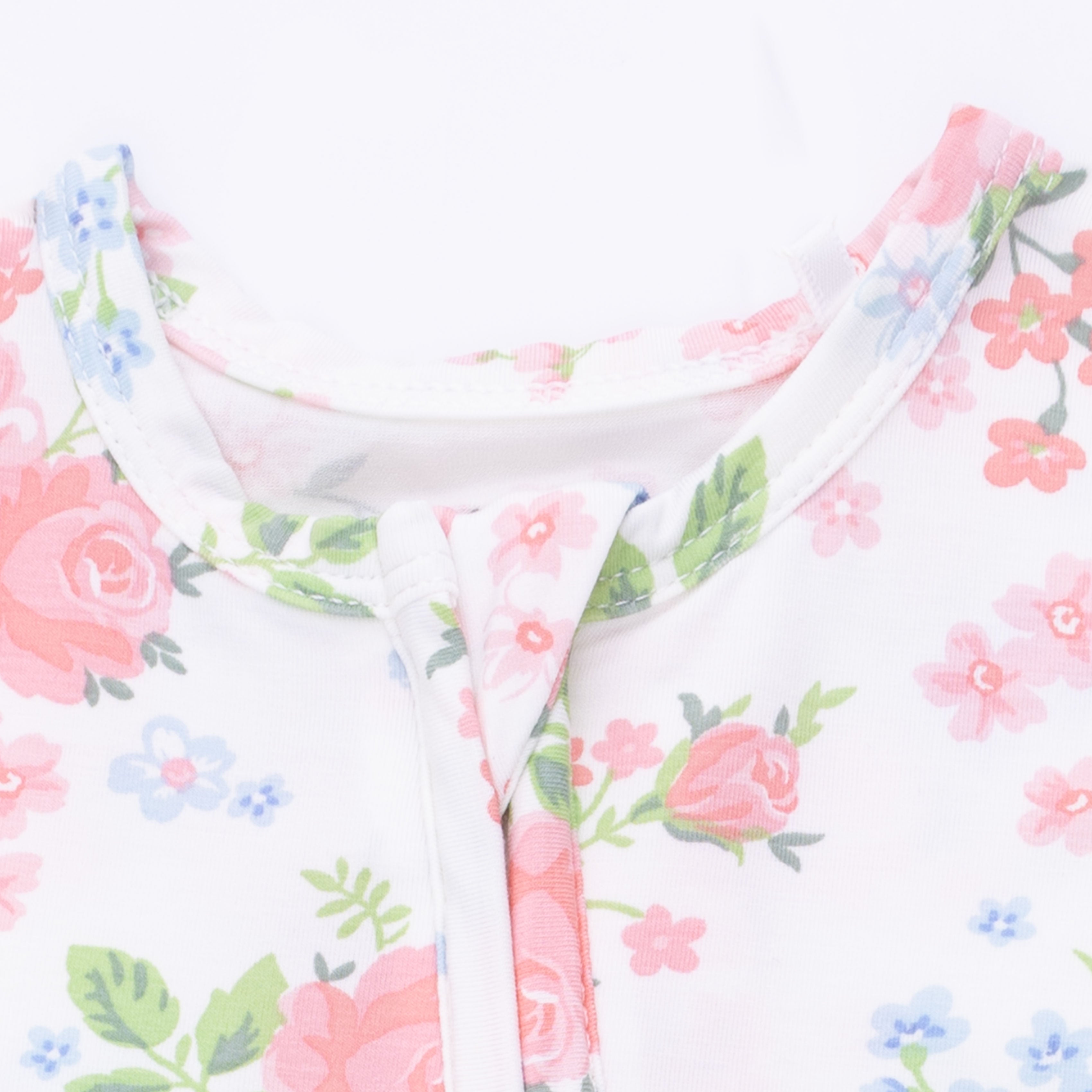 Cute Little Roses - 2 Way Ruffle Back Zipper Footie