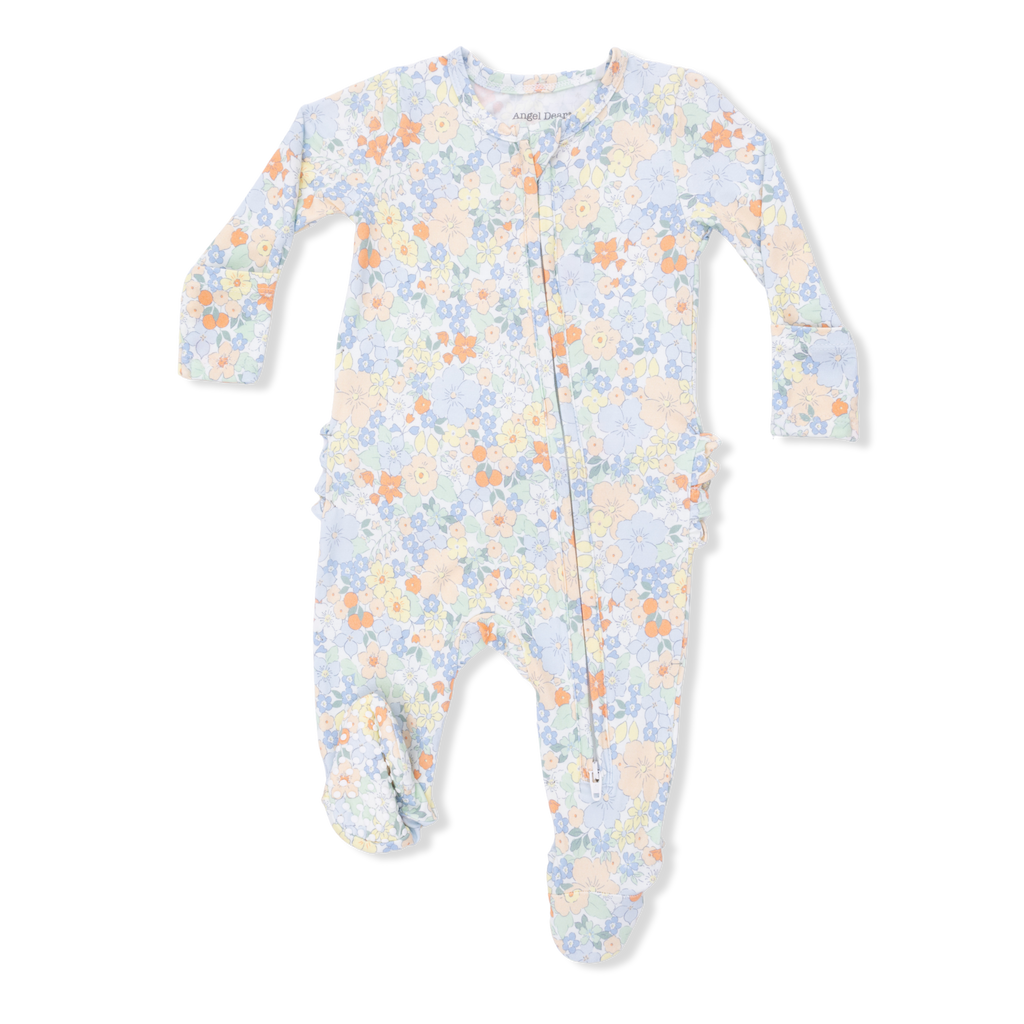 Georgia Floral - 2 Way Ruffle Back Zipper Footie