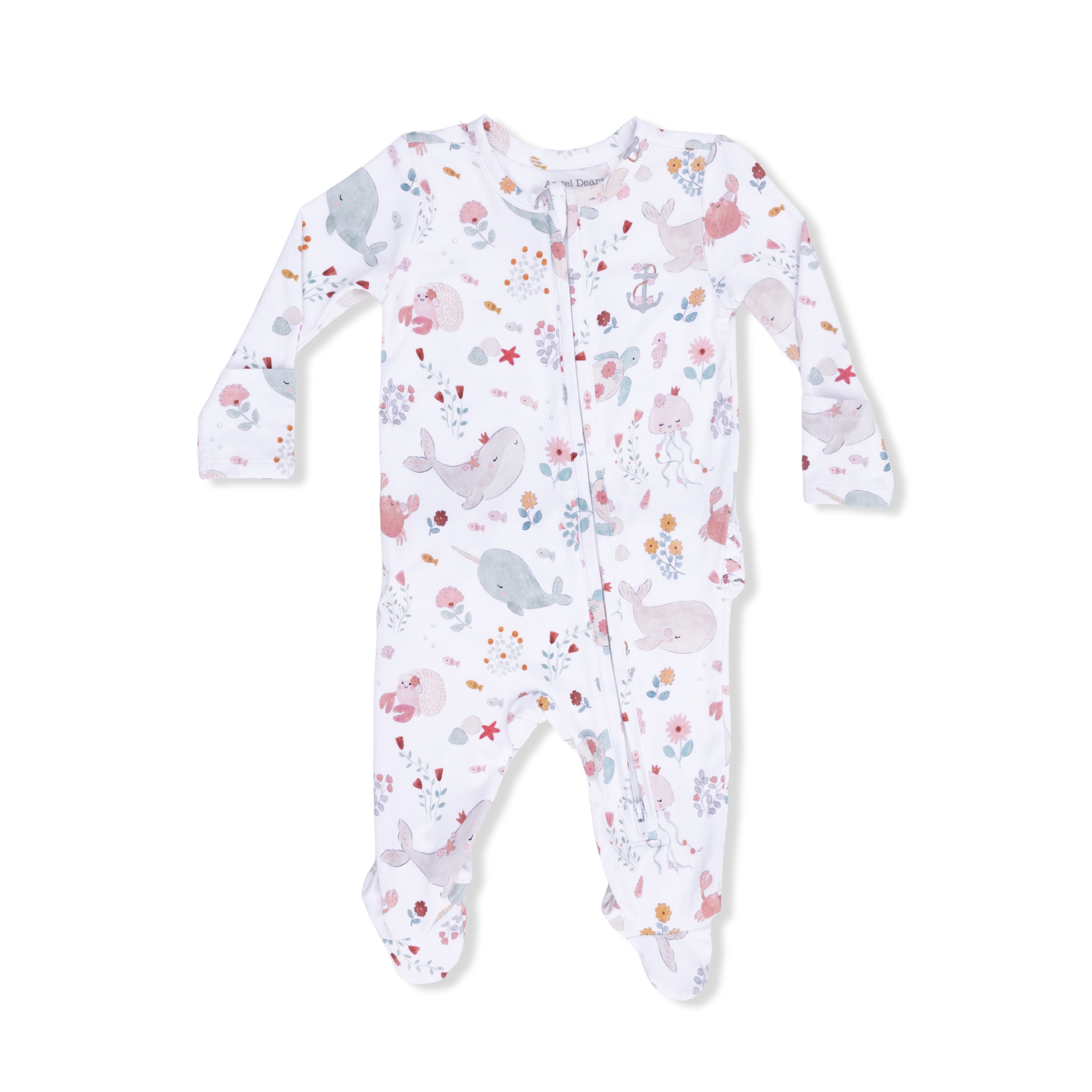 Garden Sea Creatures - 2 Way Ruffle Back Zipper Footie