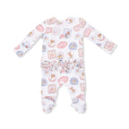 Rodeo Patches Pink - 2 Way Ruffle Back Zipper Footie