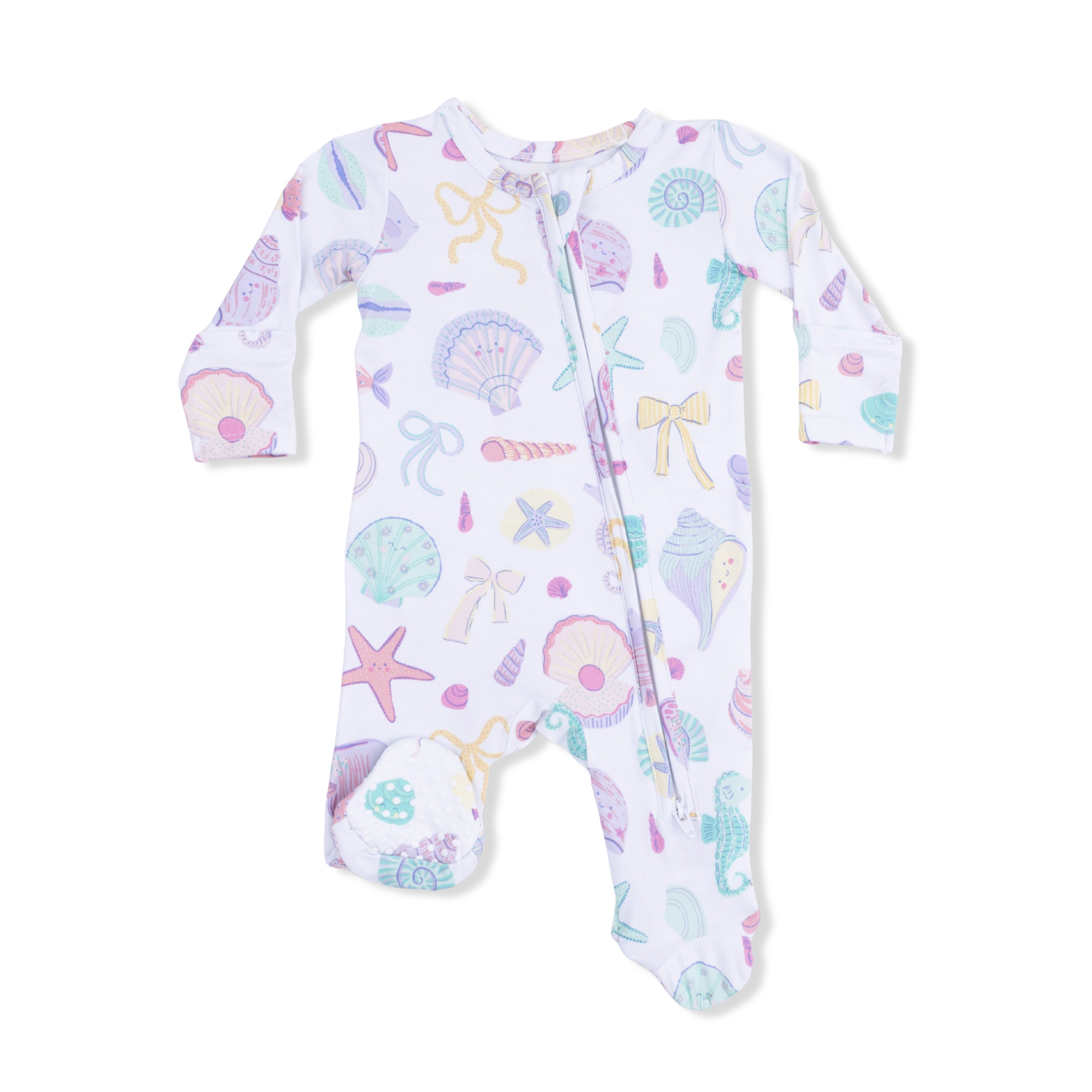 Beach Days - 2 Way Ruffle Back Zipper Footie