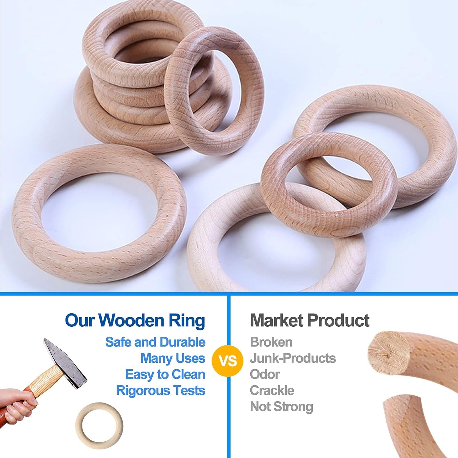 Silicone Baby Teether with Wooden Ring