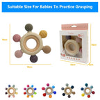 Silicone Baby Teether with Wooden Ring