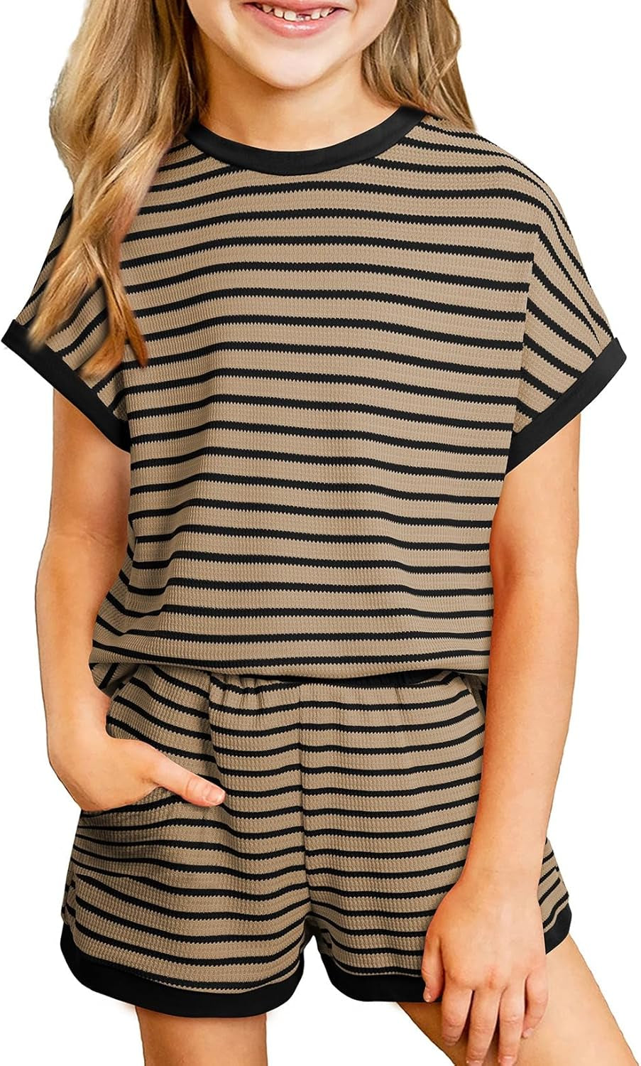 Girls Summer Striped Outfit Set