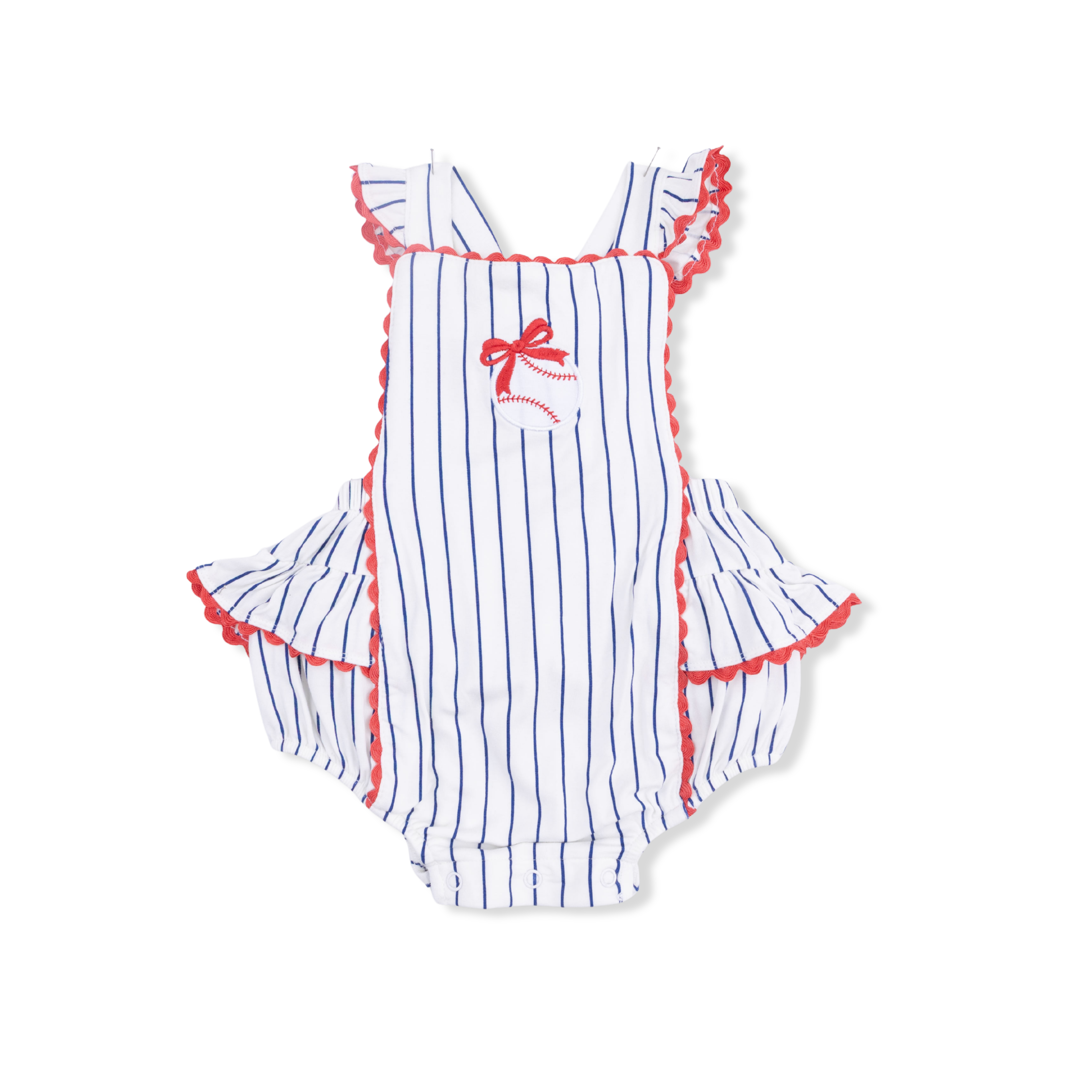 Baseball Stripe - Ric Rac Ruffle Sunsuit