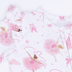 Ribbon Ballerinas - 2 Way Ruffle Sleeve Zipper Footie