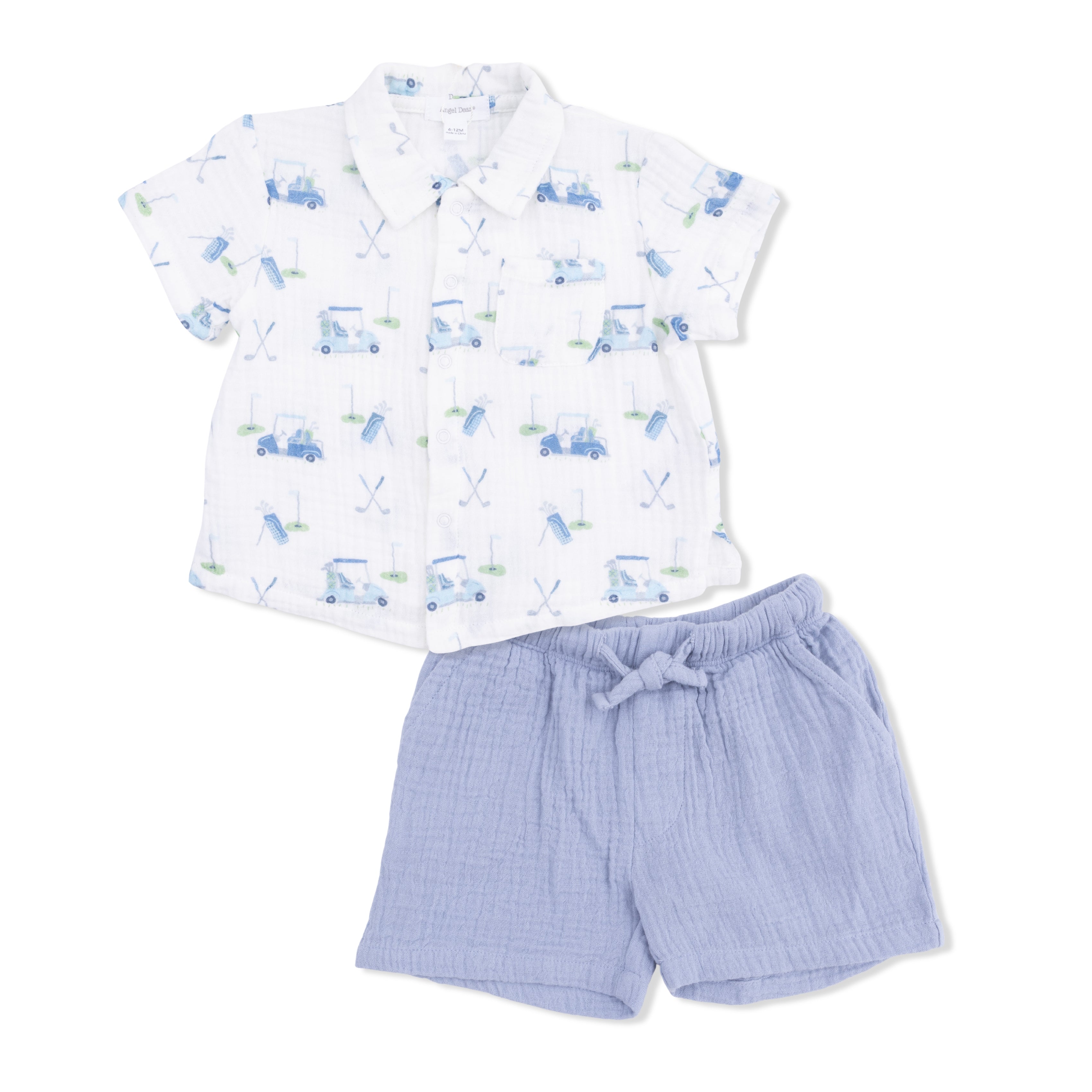 Baby Golf Carts Blue - Polo Button Up with Casual Short
