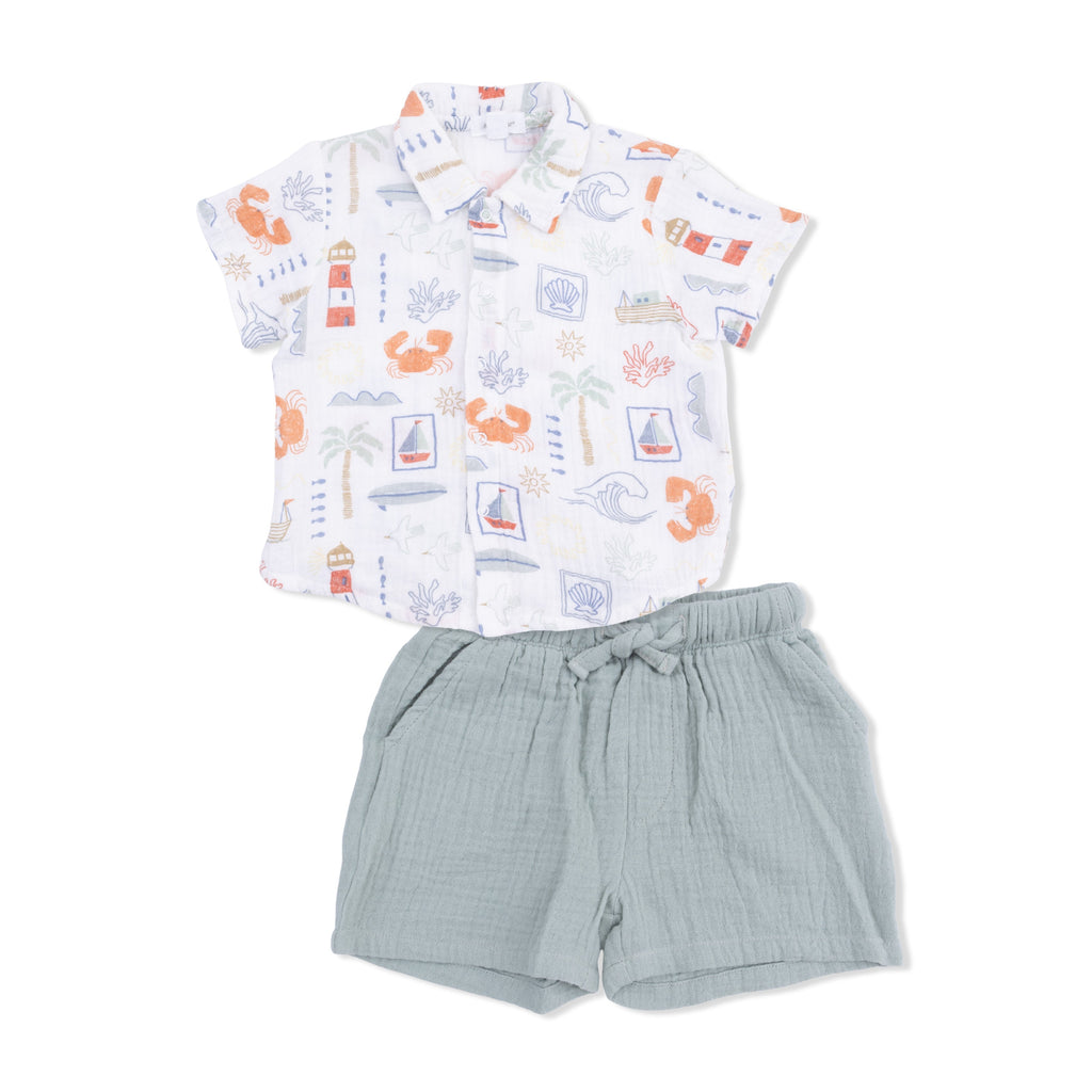 Club Mediterranean - Polo Button Up with Casual Short