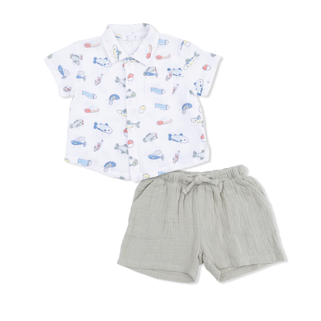 Fishing Lures - Polo Button Up with Casual Short