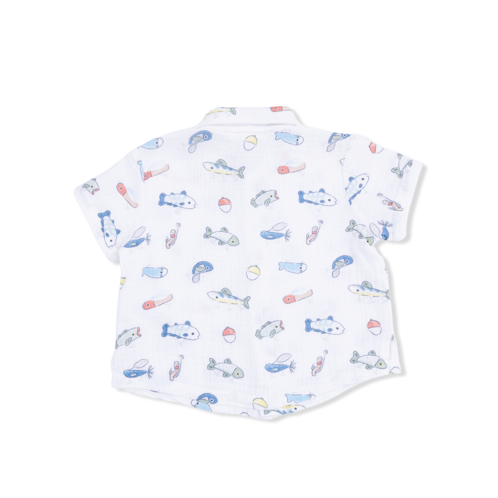 Fishing Lures - Polo Button Up with Casual Short & Bucket Hat