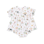 Cute Farm Animals Pink - Smocked Ruffle Bubble with Skirt