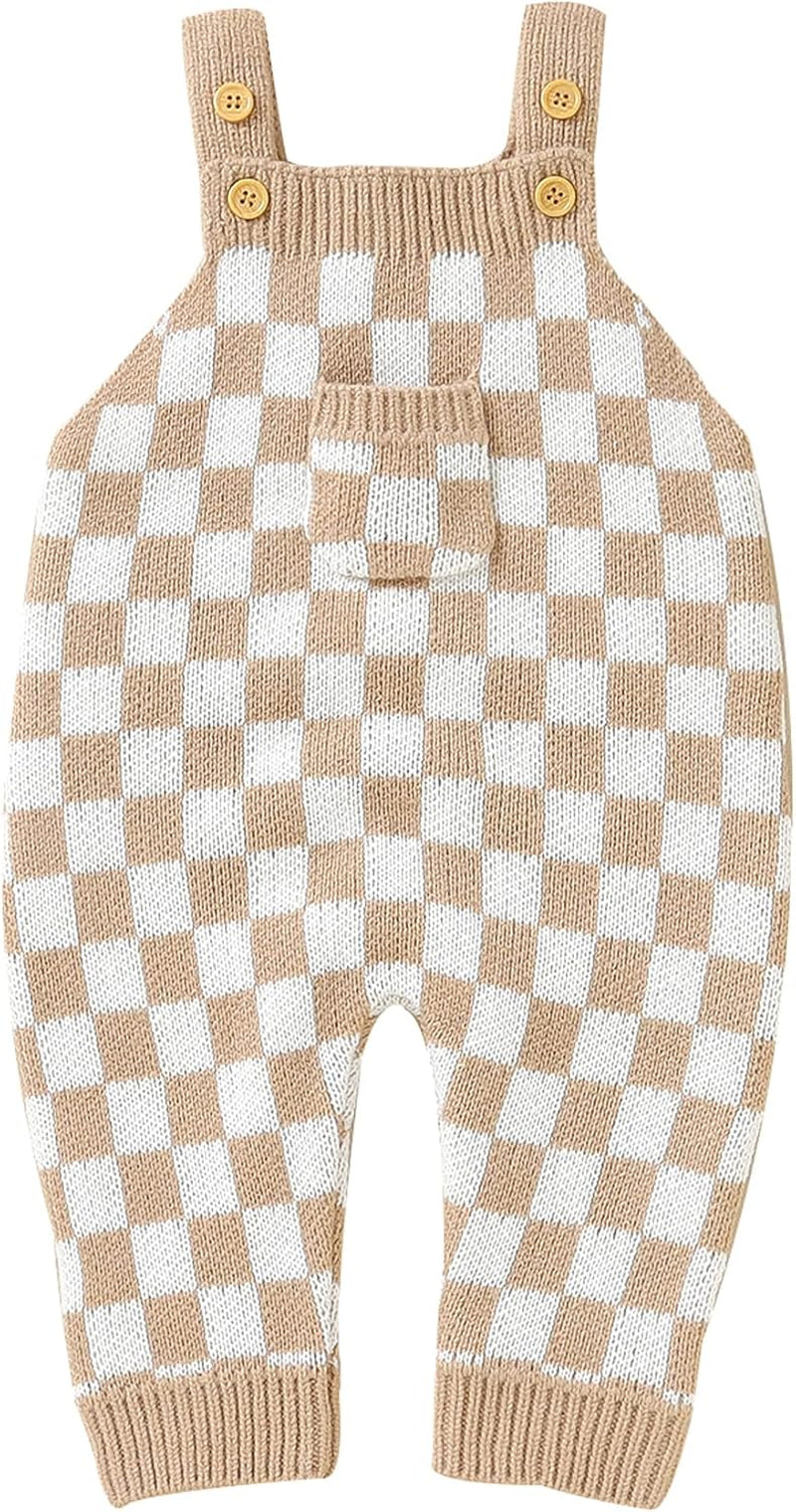 Checkerboard Knitted Baby Romper