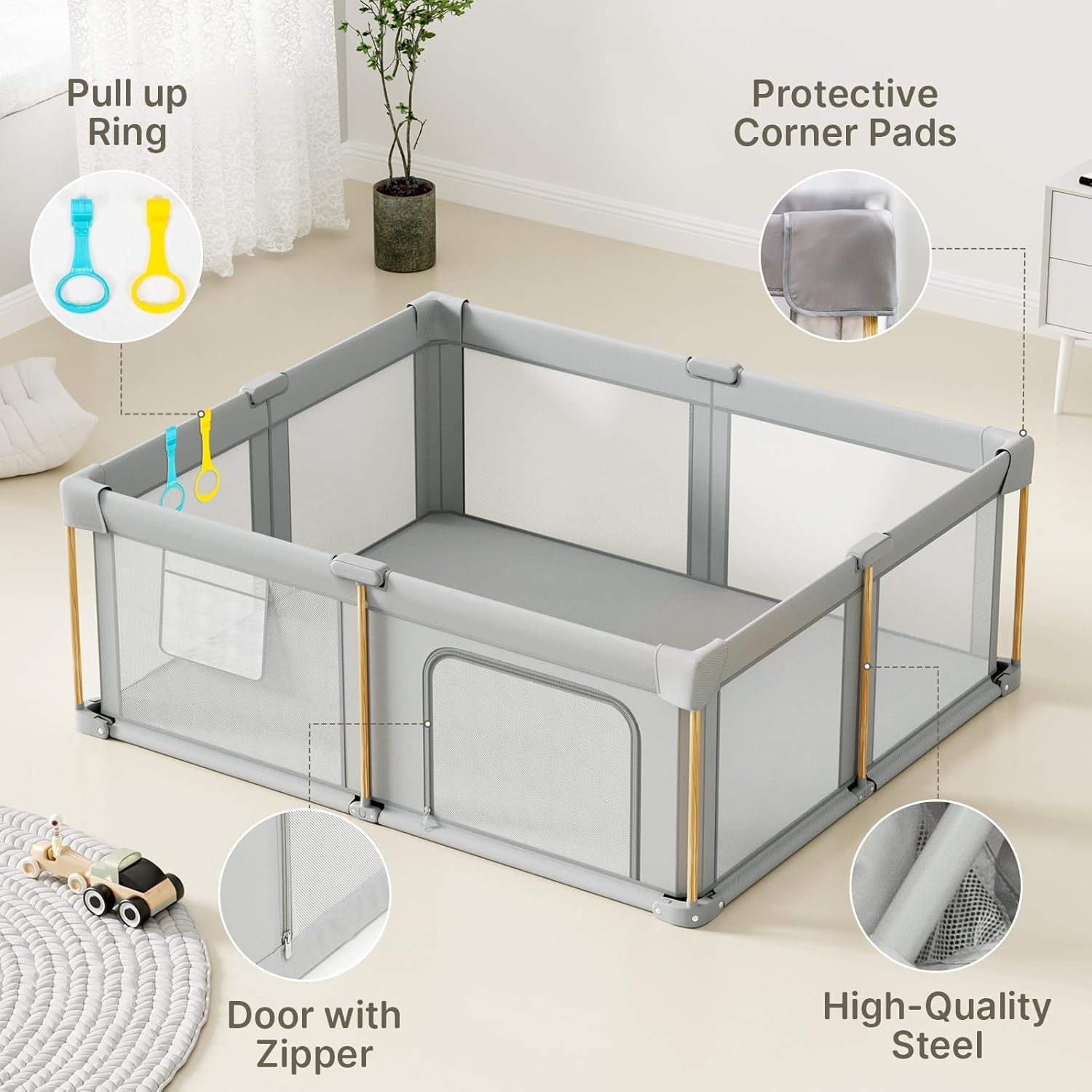 Foldable Baby Playpen with Mat