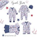 Grand Slam Bamboo Baseball Henley Romper for Baby Boys