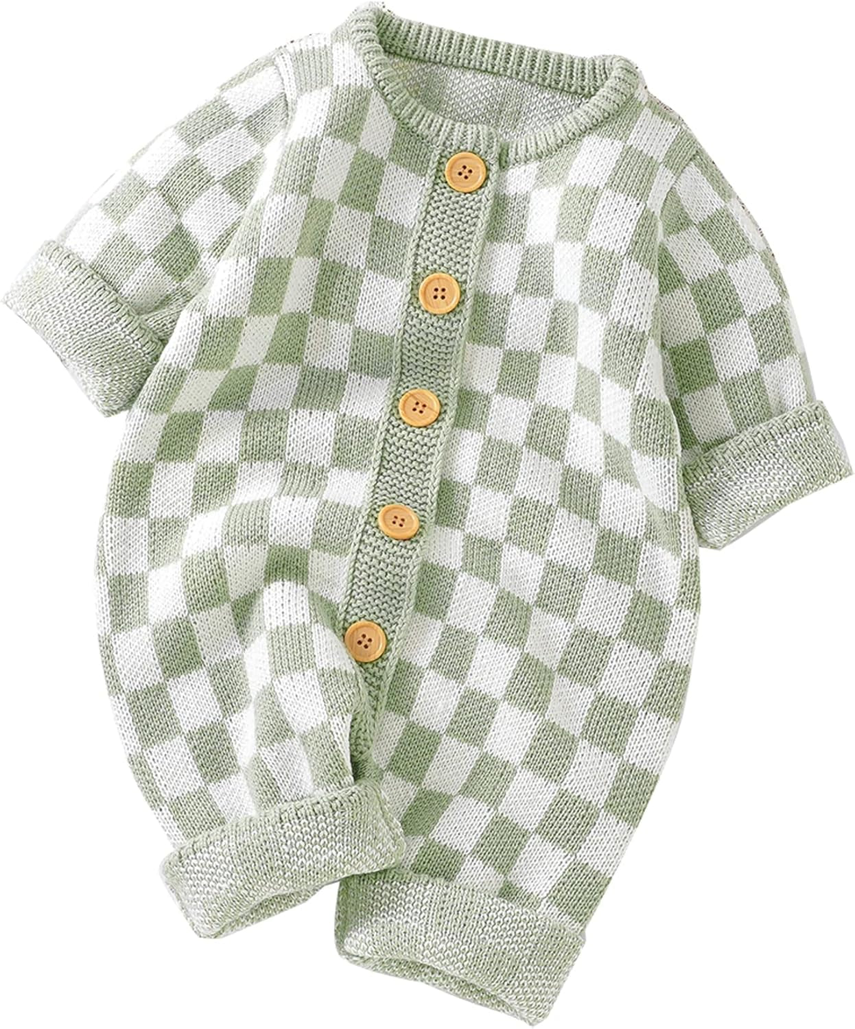 Checkerboard Knitted Baby Romper