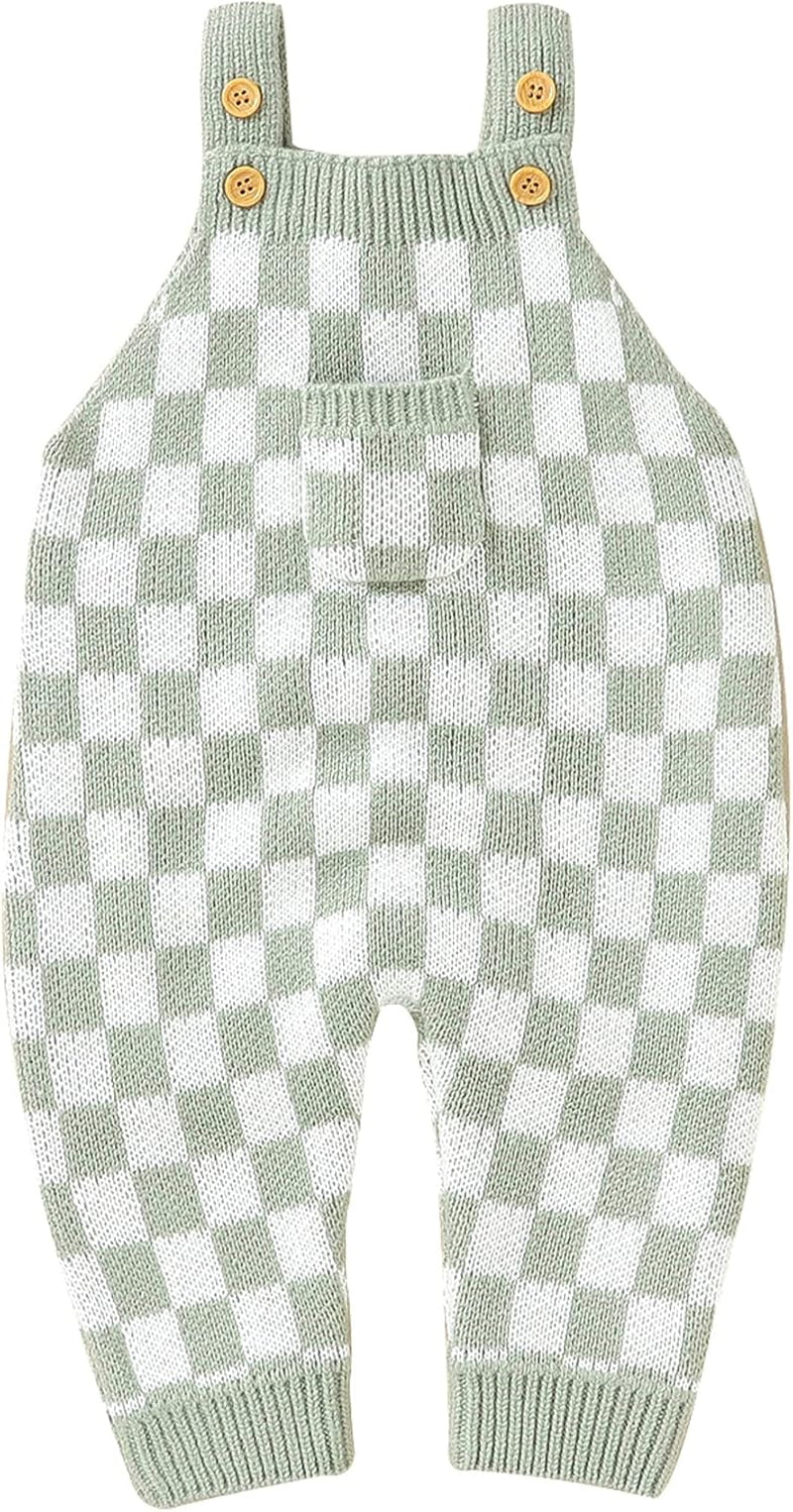 Checkerboard Knitted Baby Romper