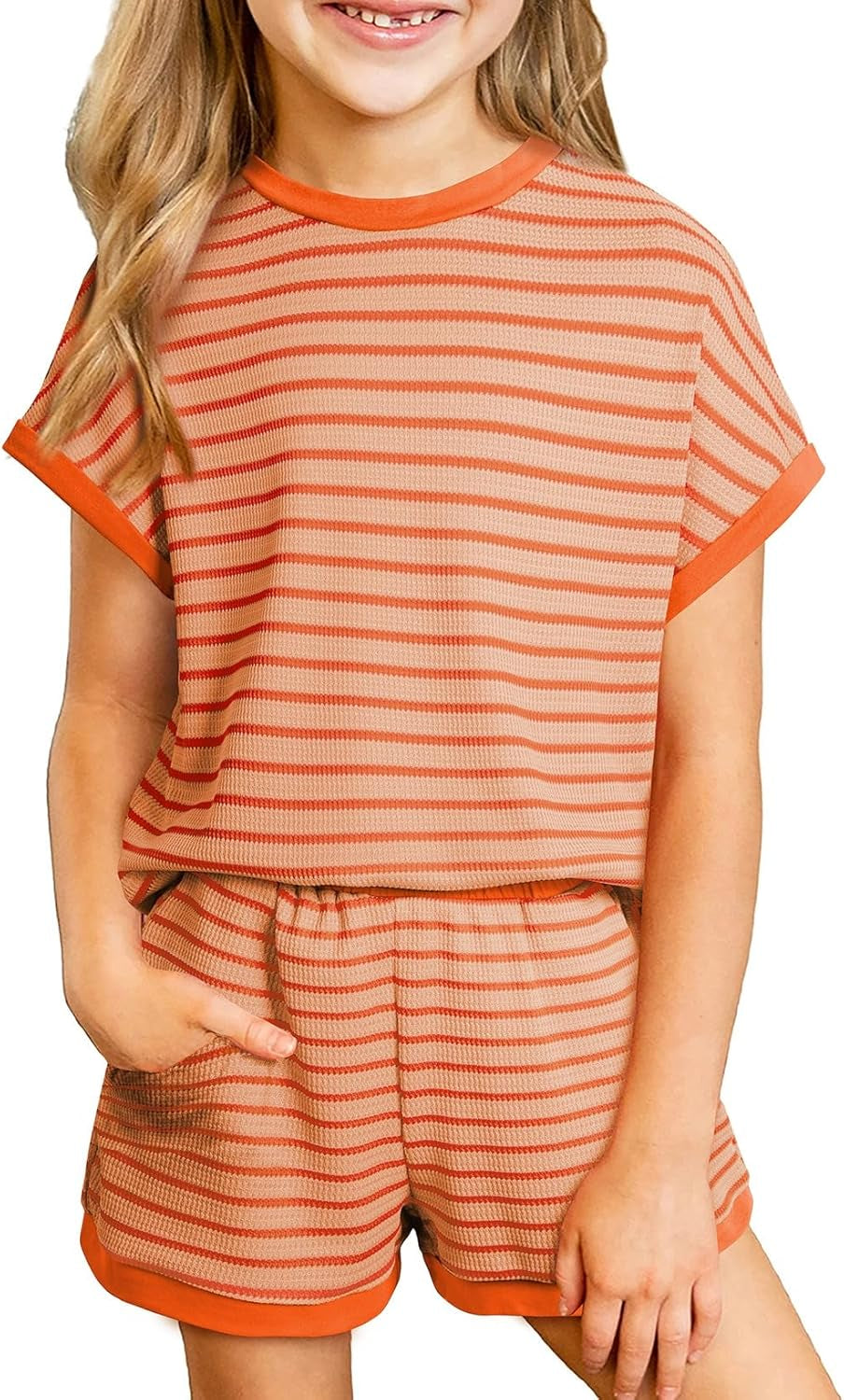 Girls Summer Striped Outfit Set