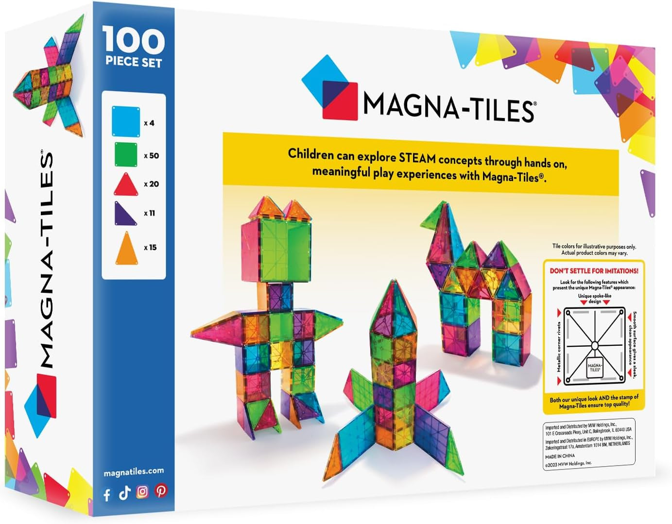 100-Piece Magnetic Building Tile Set