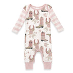 Western Cowgirl Boots Baby Cotton Romper